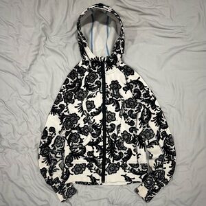 Lululemon Scuba Full-Zip Rare Black And White Floral Flower Design Unique Hoodie